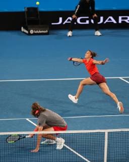 Maria Sakkari und Stefanos Tsitsipas, Mixed Doubles Tennis - Hopman Cup 2019 - ITF - RAC Arena - Perth - Western Australia - Australia - 3 January 2019. Â Copyright: xJuergenxHasenkopfx