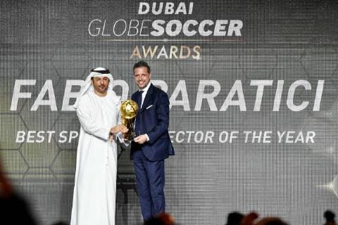 Photo LaPresse - Marco Alpozzi January 03, 2019 Dubai, United Arab Emirate Globe Soccer Award 2019 - 10th edition In the pic: Fabio Paratici win Best Sporting Director of the year  Copyright: xMarcoxAlpozzi LaPressex