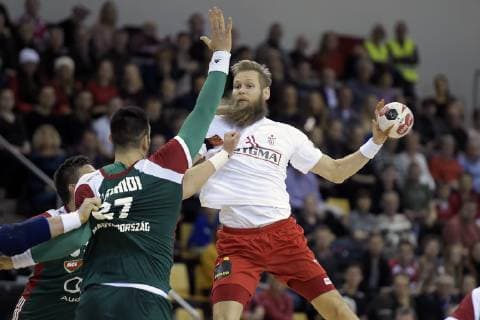 Nikolaj OEris Nielsen (31) i aktion i venskabskampen mod Ungarn i Bygma Cup i Ceres Arena i Aarhus torsdag den 3. januar 2019.. , Denmark Copyright: HenningxBaggerx COP102 spdk20190103-203130-L