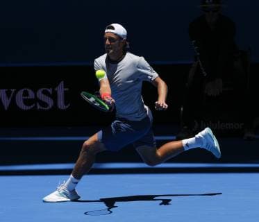 4th January 2019, RAC Arena, Perth, Australia; Hopman Cup Tennis, sponsored by Mastercard; Lucas Pouille of Team France plays a forehand shot against David Ferrer of Team Spain  ActionPlus12092810 DavidxWoodley