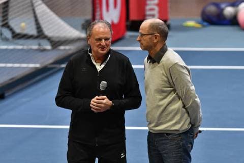 GER, Internationaler DTB Tenniskongress 2019 04.01.2018, Estrel Congress Center, Berlin, GER, Internationaler DTB Tenniskongress 2019 im Bild Hans-Peter Born und Matthias Stach begruessen die Teilnehmer