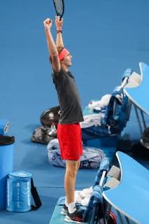 Alexander Zverev springt auf die Bank und jubelt,Jubel,Freude,Emotion, Mixed Doubles Copyright: xJuergenxHasenkopfx