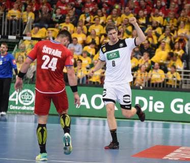 04.01.2019, xkhx Hannover, Tui-Arena Deutscher Handballbund, DHB Handball Länderspiel Deutschland (GER) gegen (Czech) Tschechien Jubel Finn Lemke (GER)