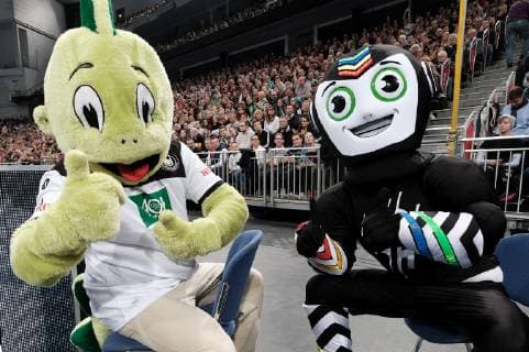 04.01.2019, xkhx Hannover, Tui-Arena Deutscher Handballbund, DHB Handball Länderspiel Deutschland (GER) gegen (Czech) Tschechien Maskottchen AOK-Jolinchen und Stan Maskottchen der Handball-WM 2019
