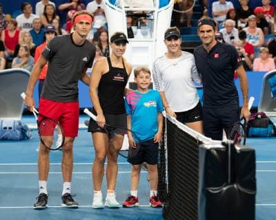 Alexander Zverev, Angelique Kerber, Belinda Bencic und Roger Federer, Mixed Doubles Copyright: xJuergenxHasenkopfx