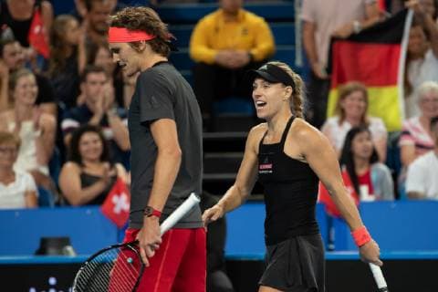 Alexander Zverev, Angelique Kerber jubeln,Jubel,Freude,Emotion, Mixed Doubles Finale, Endspiel Copyright: xJuergenxHasenkopfx