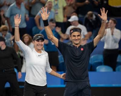 Belinda Bencic, Roger Federer, Mixed Doubles Finale, Endspiel Tennis - Hopman Cup 2019 - ITF - RAC Arena - Perth - Western Australia - Australia - 5 January 2019. Â Copyright: xJuergenxHasenkopfx
