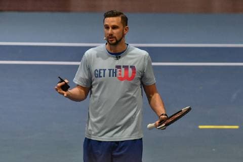 GER, Internationaler DTB Tenniskongress 2019 05.01.2018, Estrel Congress Center, Berlin, GER, Internationaler DTB Tenniskongress 2019 im Bild Philipp Born spricht zur Trainingsspraxis Update Training im Leistungstennis 2019