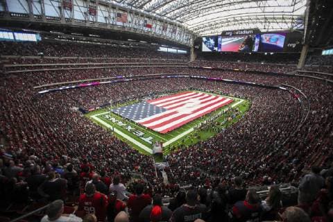 January 5, 2019: A general view of NRG Stadium during the national anthem before the start of the game between the Houston Texans and the Indianapolis Colts during the AFC Wildcard game at NRG Stadium in Houston, TX. CSM. NFL American Football Herren USA 2019: Colts vs Texans JAN 05 - ZUMAc04_ 20190105_zaf_c04_292 Copyright: xJohnxGlaserx
