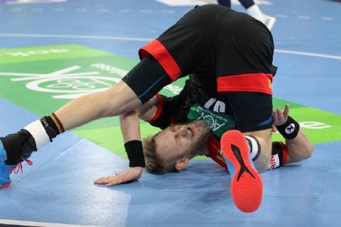 Sport Themen der Woche KW01 Sport Bilder des Tages Handball Testspiel 2018 2019 - Deutsche Nationalmannschaft vs. Argentinien Matthias Musche (Deutschland) am Boden . Sparkassen-Arena Kiel Foto: Frank Schoof