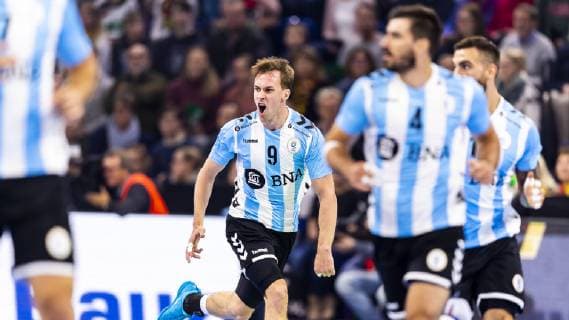 Santiago Baronetto (Nr. 9, Argentinien) freut sich ueber ein Tor. Deutschland vs. Argentinien, Handball, Testspiel, 06.01.19 Kiel Schleswig-Holstein Germany Sparkassen-Arena Copyright: xAgentur54Gradx xFelixxKoenigx