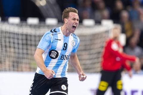Santiago Baronetto (Nr. 9, Argentinien) freut sich ueber ein Tor. Deutschland vs. Argentinien, Handball, Testspiel, 06.01.19 Kiel Schleswig-Holstein Germany Sparkassen-Arena Copyright: xAgentur54Gradx xFelixxKoenigx
