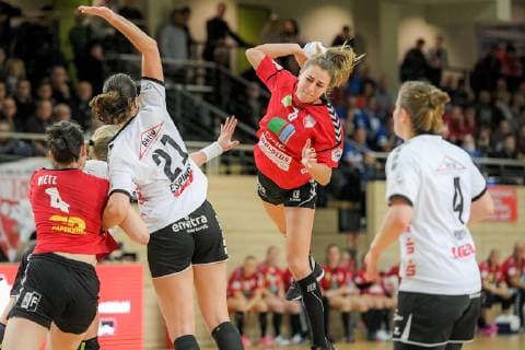 Emilia Galinska (SV Union Halle) im Spiel SV Union Halle-Neustadt (Wildcats) vs. Neckarsulmer Union Handball 1.Bundesliga - Saison 2018 2019 Copyright: xVIADATAx xHolgerxJohnx Halle Saale Sachsen-Anhalt Deutschland