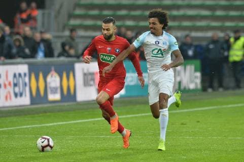 Souleimane Djabour (andrezieux) vs Luiz Diaz (marseille) FOOTBALL : Andrezieux ASF vs Marseille - 32e Coupe de France - 06 01 2019 CorentinNathan Panoramic 