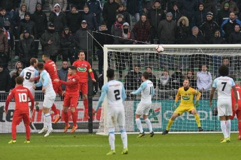 Nicolas Markut (andrezieux) vs Florian Thauvin (marseille) FOOTBALL : Andrezieux ASF vs Marseille - 32e Coupe de France - 06 01 2019 CorentinNathan Panoramic 