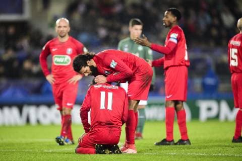 deception des joueurs de Strasbourg FOOTBALL : Olympique de Strasbourg vs St Etienne - 1 32e de finale Coupe de France - 06 01 2019 JBAutissier Panoramic 