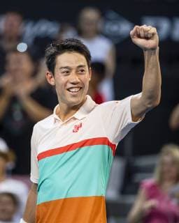 Tennis: Nishikori at Brisbane International Kei Nishikori of Japan reacts after defeating Daniil Medvedev of Russia 6-4, 3-6, 6-2 in the men s final of the Brisbane International in Brisbane, Australia, on Jan. 6, 2019. 