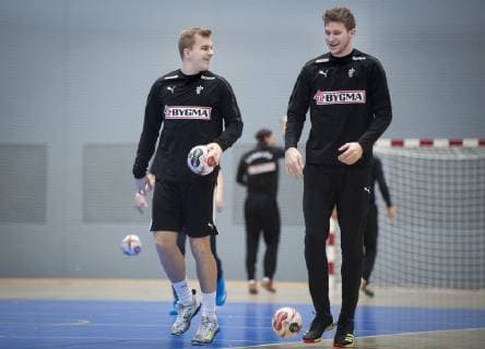 Handball WM, Training Nationalteam Dänemark Johan Hansen og Magnus Landin under traeningen i Broendby tirsdag den 8 januar 2019.. , Copenhagen Denmark Copyright: Scanpix LiselottexSabroex COP102 spdk20190108-124640-L