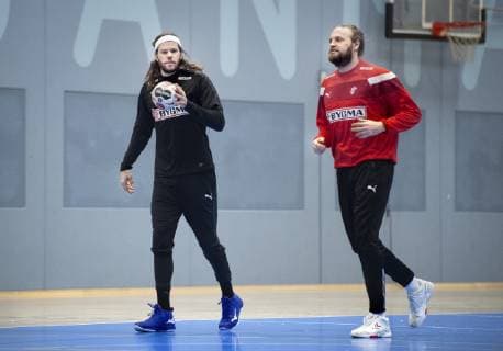Handball WM, Training Nationalteam Dänemark Mikkel Hansen og Henrik Moellgaard under traeningen i Broendby tirsdag den 8 januar 2019.. , Copenhagen Denmark Copyright: Scanpix LiselottexSabroex COP102 spdk20190108-124646-L
