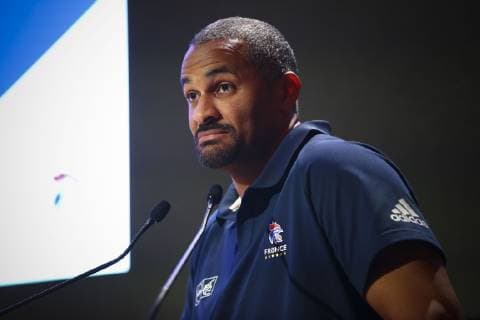 Handball WM, Nationalteam Frankreich Pressekonferenz Kadernominierung Didier Dinart ( Selectionneur Equipe de France ) HANDBALL : Conference de presse de presentation Equipe France pour le Mondial 2019 - 08 01 2019 GwendolineLeGoff Panoramic 