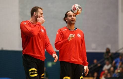 Torwart Andreas Wolff, Torwart Silvio Heinevetter öffentliches Training im Vorfeld der Weltmeisterschaft WM in Deutschland und Dänemark Handball DHB Nationalmannschaft Herren Saison 2018 2019 08.01.2019 GER BRDeutschland