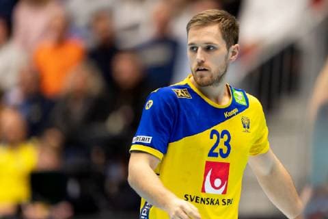 Handball WM, Testspiel, Schweden - Russland 190106 Sveriges Albin Lagergren under träningslandskampen i handboll mellan Sverige och Ryssland den 6 januari 2019 i Halmstad. Copyright: KRISTERxANDERSSON BB190106KA092