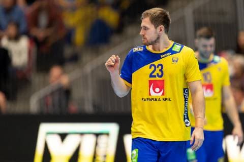 Handball WM, Testspiel, Schweden - Russland 190106 Sveriges Albin Lagergren under träningslandskampen i handboll mellan Sverige och Ryssland den 6 januari 2019 i Halmstad. Copyright: KRISTERxANDERSSON BB190106KA094