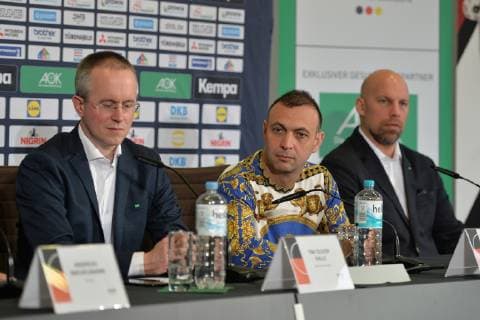 Handball, Herren, Weltmeisterschaft 2019 in Deutschland und Dänemark, DHB-Pressekonferenz, DHB-Pressesprecher Tim Oliver Kalle, DHB-Vizepräsident Bob Hanning, DHB-Vorstand Axel Kromer, 09.01.19, Copyright: xMichaelxHundtx xMatthiasxKochx