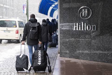 Ankunft der Kroatischen und Mazedonischen Handball Nationalmannschaften am Hilton Hotel im Tucherpark, Muenchen. 09.01.2019 Â