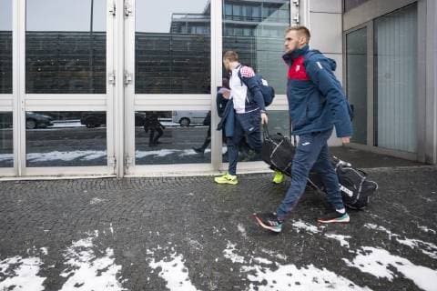 Ankunft der Kroatischen Handball Nationalmannschaft am Hilton Hotel im Tucherpark, Muenchen. 09.01.2019 Â