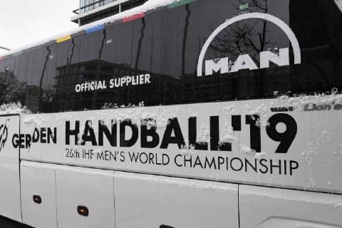 Ankunft der Kroatischen und Mazedonischen Handball Nationalmannschaften am Hilton Hotel im Tucherpark, Muenchen. 09.01.2019 Â