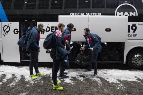 Ankunft der Kroatischen Handball Nationalmannschaft am Hilton Hotel im Tucherpark, Muenchen. 09.01.2019 Â