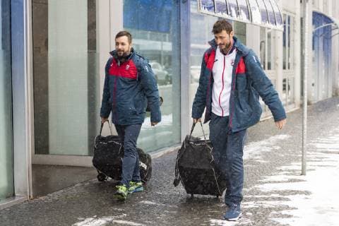 Ankunft der Kroatischen Handball Nationalmannschaft am Hilton Hotel im Tucherpark, Muenchen. 09.01.2019 Â