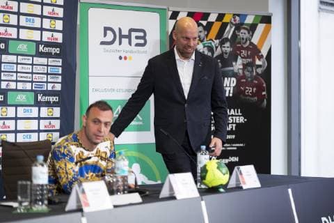 DHB-Vizepraesident Bob Hanning und Sportdirektor Axel Kromer. Medientermin der Deutschen Nationalmannschaft, Handball, IHF Handball Weltmeisterschaft, 09.01.19 Berlin Berlin Germany AOK Bundeszentrale Copyright: xAgentur54Gradx xFelixxKoenigx