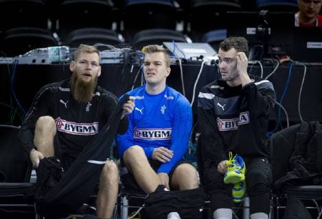 Nikolaj OEris Nielsen, Johan Hansen og Casper U. Mortensen under traeningen i Royal Arena onsdag den 9. januar 2019.. , Copenhagen Denmark Copyright: Scanpix LiselottexSabroex cop101 spdk20190109-130906-L