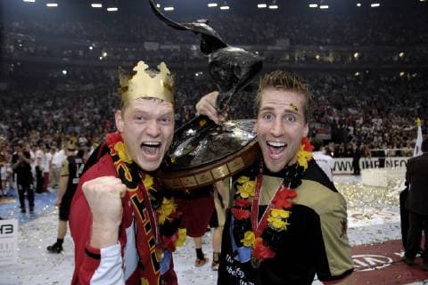ROGGISCH Oliver rechts Team Deutschland Weltmeister jubelt nachTorwart BITTER Johannes Handball Weltmeisterschaften 2007 in Deutschland Finale Deutschland - Polen in der Lanxess Arena am 04. Februar 2007 in Koeln