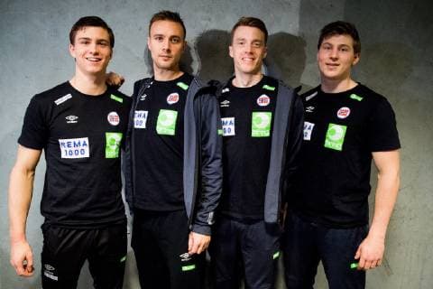 190110 Alexander Blonz, Espen Christensen, Kristian Bj¿rnsen and G¿ran S. Johannessen of Norway during a media event on January 10, 2019 in Herning. Photo: Jon Olav Nesvold BILDBYRN kod JE 160391 Copyright: JONxOLAVxNESVOLD BB190110JE035