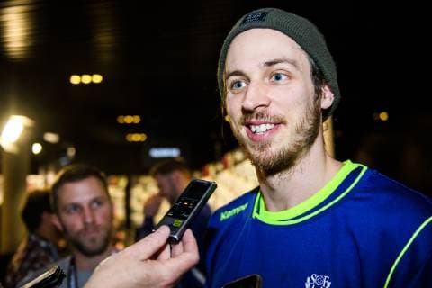 190110 Kim Ekdahl du Rietz of Sweden is interviewed by media during a press meeting and practice during the IHF World Handball Championship on January 10, 2019 in Copenhagen. Photo: Ludvig Thunman BILDBYRN kod LT 35572 Copyright: LUDVIGxTHUNMAN BB190110LT006