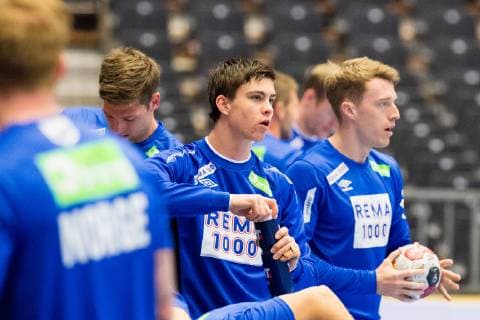 190110 Alexander Blonz and Kristian Bj¿rnsen of Norway during a training session on January 10, 2019 in Herning. Photo: Jon Olav Nesvold BILDBYRN kod JE 160390 Copyright: JONxOLAVxNESVOLD BB190110JE060