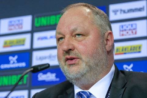 Deutschland , Berlin , Mercedes Benz Arena , IHF Handball Weltmeisterschaft der Maenner , Deutschland (GER ) - Korea ( KOR ) Eröffnungspressekonferenz DHB-Präsident Andreas Michelmann
