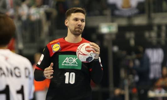 Fabian Wiede (Deutschland) beim Eroeffnungsspiel Korea gegen Deutschland der Handball- WM 2019 der Maenner am 10.01.2019 in der Mercedes-Benz Arena in Berlin Handball - WM 2019 - Gruppe A - Korea vs Deutschland