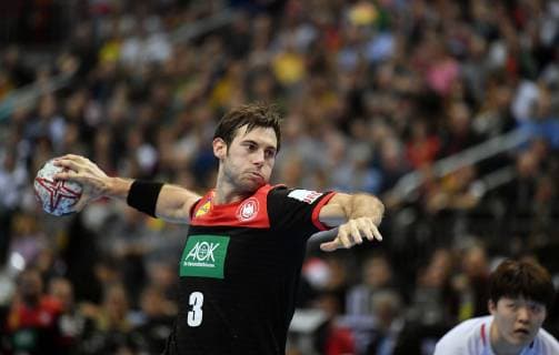 Uwe Gensheimer (Deutschland), beim Wurf Korea-Deutschland Korea-Germany IHF Handball Weltmeisterschaft 2019, Hanball World Championship WM Weltmeisterschaft 2019, Herren, Männer, Maenner, men, Handball, Deutschland, Germany, Vorrunde, Gruppe A, group A Berlin, 10.1.2019