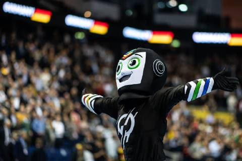Deutschland vs Korea, Handball Weltmeisterschaft 2019, 10.01.2019 Das offizielle IHF Maskottchen STAN beim Spiel zwischen Deutschland und Korea bei der Handball Weltmeisterschaft in Berlin am 10.01.2019, , Berlin BER Germany Mercedes-Benz-Arena
