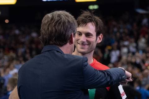 Handball-WM Korea - Deutschland am 10.01.2019 in der Mercedes-Benz Arena in Berlin Uwe GENSHEIMER ( Deutschland ) glücklich nach den Spiel beim Interview