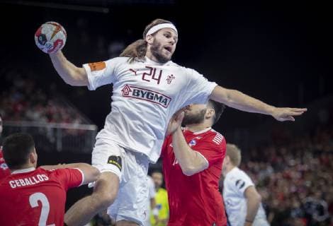 Mikkel Hansen of Denmark during the men s IHF Handball World Championship WM Weltmeisterschaft match in Group C between Denmark-Chile in Copenhagen , Denmark, on Thursday, Jan. 10, 2019.. , Copenhagen Denmark Copyright: Scanpix LiselottexSabroex COP101 spdk20190110-221642-L