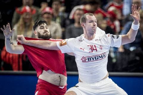 Simon Hald Jensen of Denmark during the men s IHF Handball World Championship WM Weltmeisterschaft Group C match against Chile in Copenhagen, Denmark, on Thursday, Jan. 10, 2019.. , Copenhagen Denmark Copyright: RitzauxScanpix MadsxClausxRasmussenx Cop101 spdk20190110-220703-L