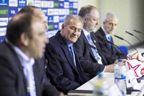 IHF-Praesident Hassan Moustafa. Medientermin der IHF, Handball, IHF Handball Weltmeisterschaft, 10.01.19 Berlin Berlin Germany Mercedes-Benz Arena Copyright: xAgentur54Gradx xFelixxKoenigx