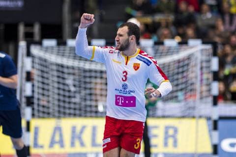 Muenchen, Deutschland 11. Januar 2019: WM 2019 Männer - Gruppe B - Japan vs. Mazedonien Dejan Manaskov (Mazedonien) Muenchen Olympiahalle Bayern Deutschland