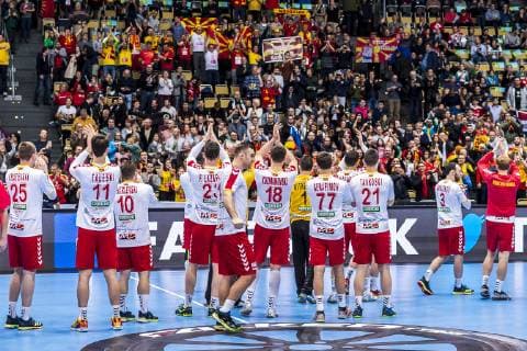 Muenchen, Deutschland 11. Januar 2019: WM 2019 Männer - Gruppe B - Japan vs. Mazedonien die Mannschaft von Mazedonien Muenchen Olympiahalle Bayern Deutschland