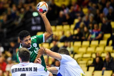 190111 Abdulaziz Khayri of Saudi Arabia during the 2019 IHF World Championship WM Weltmeisterschaft match between Saudi Arabia and Austria on January 11, 2019 in Herning. Photo: Jon Olav Nesvold BILDBYRN kod JE 160393 Copyright: JONxOLAVxNESVOLD BB190111JE053